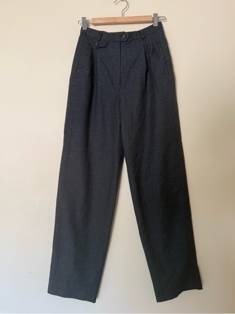 80s Vintage Ralph Lauren Plaid Pure Wool Pleated Tapered Leg Pants